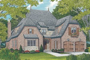 Exterior - Front Elevation 3 for European House Plan #453-56 - 3 bed, 4 bath