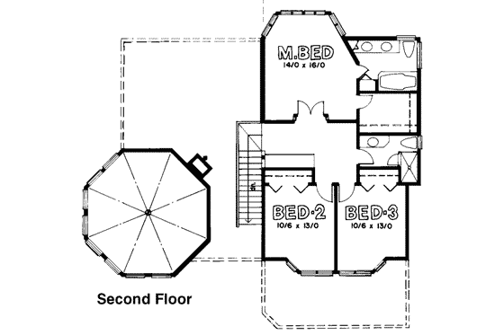 Floor Plan - Upper Floor House Plan #303-430 - 4 bed, 2.5 bath