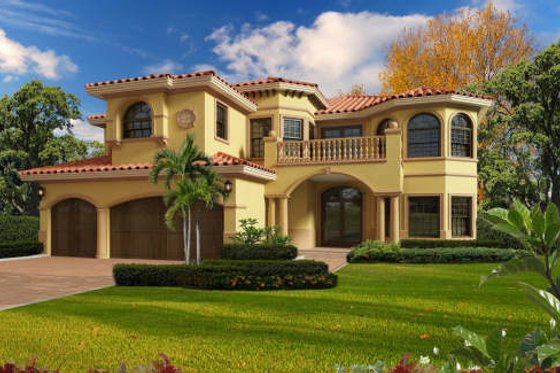 Exterior - Front Elevation for Mediterranean House Plan #420-291 - 6 bed, 4.5 bath