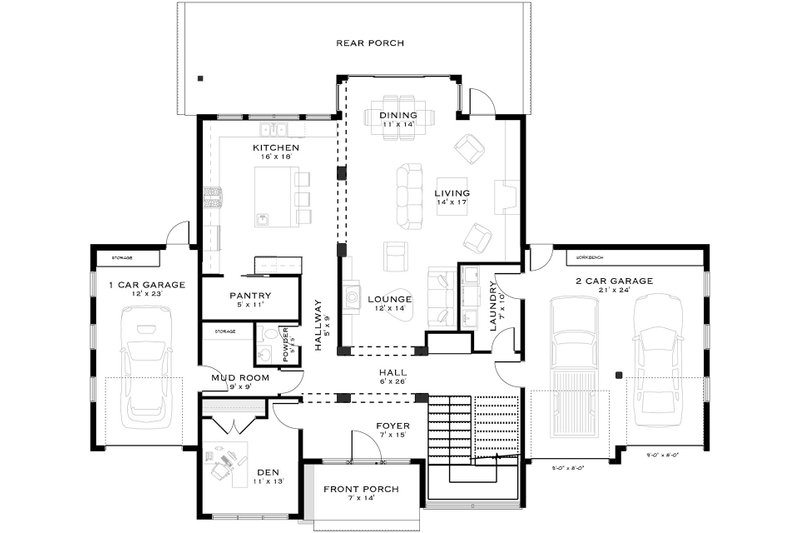 Dream House Plan - Floor Plan - Main Floor for Contemporary House Plan #1101-53 - 3 bed, 3.5 bath