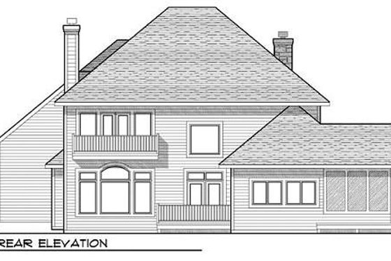 Exterior - Rear Elevation for European House Plan #70-938 - 4 bed, 3.5 bath