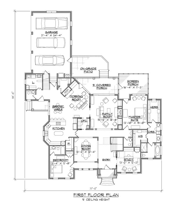 House Plan Design - Traditional Floor Plan - Main Floor Plan #1054-59