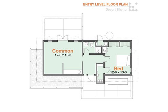 Floor Plan - Main Floor for Modern House Plan #556-1 - 1 bed, 1 bath