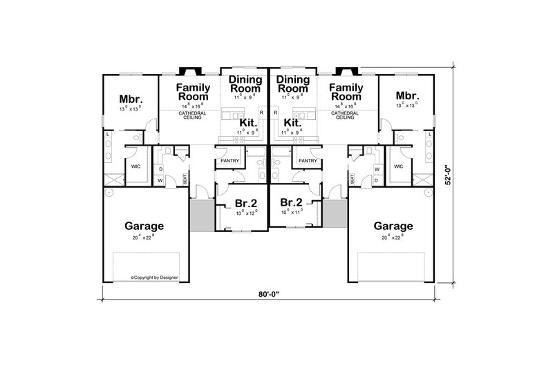 House Blueprint - Floor Plan - Main Floor for Modern House Plan #20-2616 - 2 bed, 2 bath