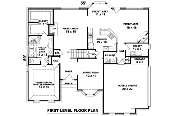 Floor Plan - Main Floor for European House Plan #81-993 - 4 bed, 3.5 bath