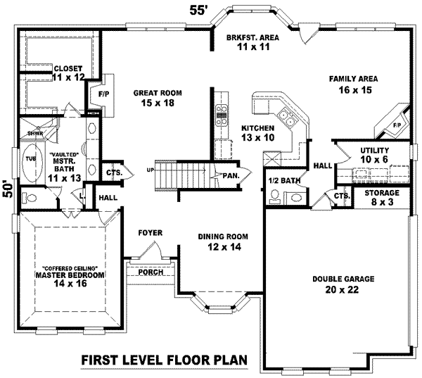 Floor Plan - Main Floor for European House Plan #81-993 - 4 bed, 3.5 bath