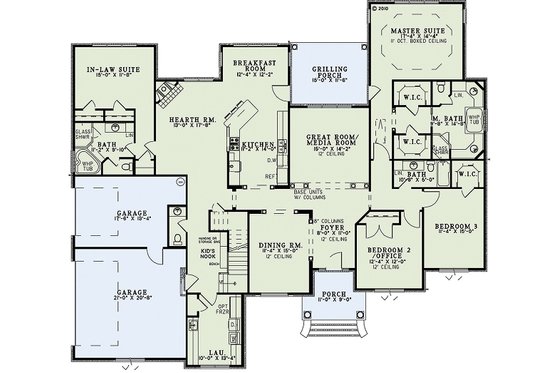 Floor Plan - Main Floor for European House Plan #17-2474 - 4 bed, 4.5 bath