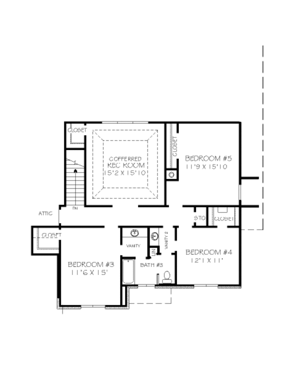 Traditional Floor Plan - Upper Floor Plan #424-355