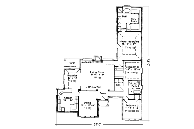 Home Plan - Floor Plan - Main Floor for European House Plan #410-380 - 3 bed, 2 bath