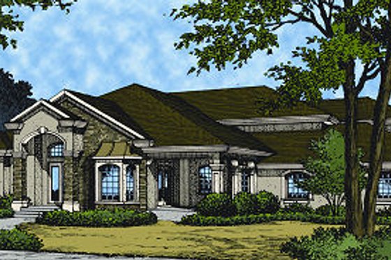 Exterior - Front Elevation for European House Plan #417-362 - 4 bed, 3 bath