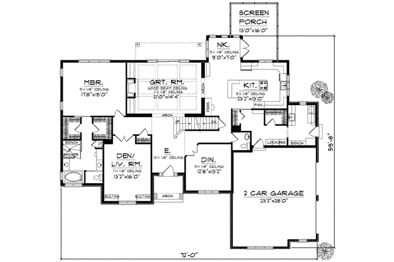 Home Plan - Floor Plan - Main Floor for European House Plan #70-641 - 4 bed, 3.5 bath
