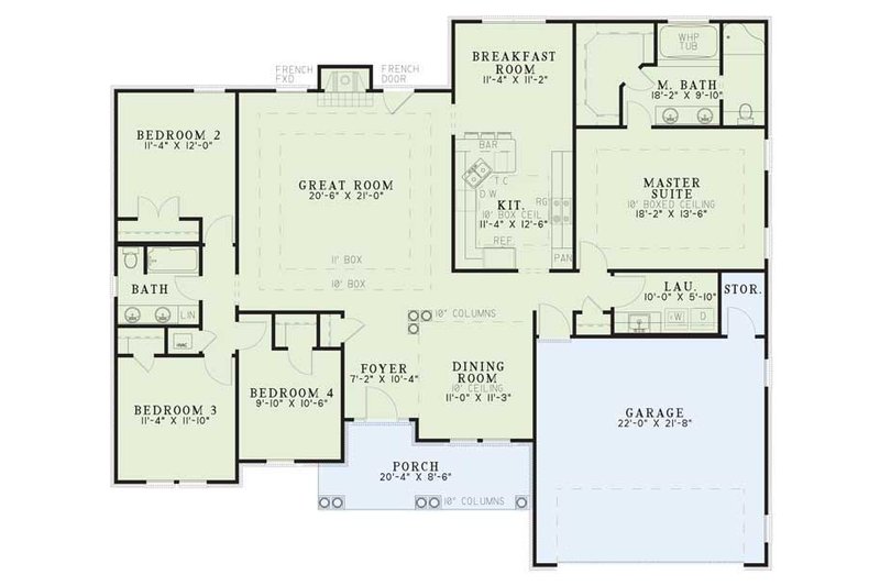 House Plan Design - Floor Plan - Main Floor for Traditional House Plan #17-154 - 4 bed, 2 bath