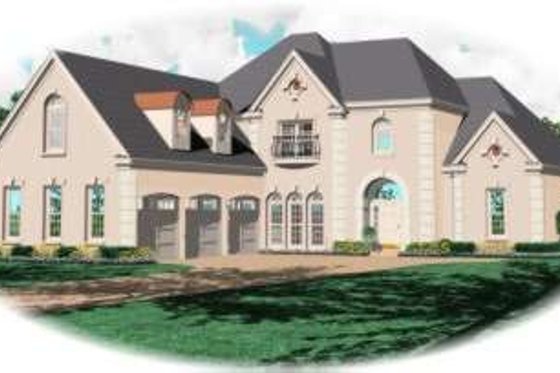 Exterior - Front Elevation for European House Plan #81-1216 - 4 bed, 4 bath