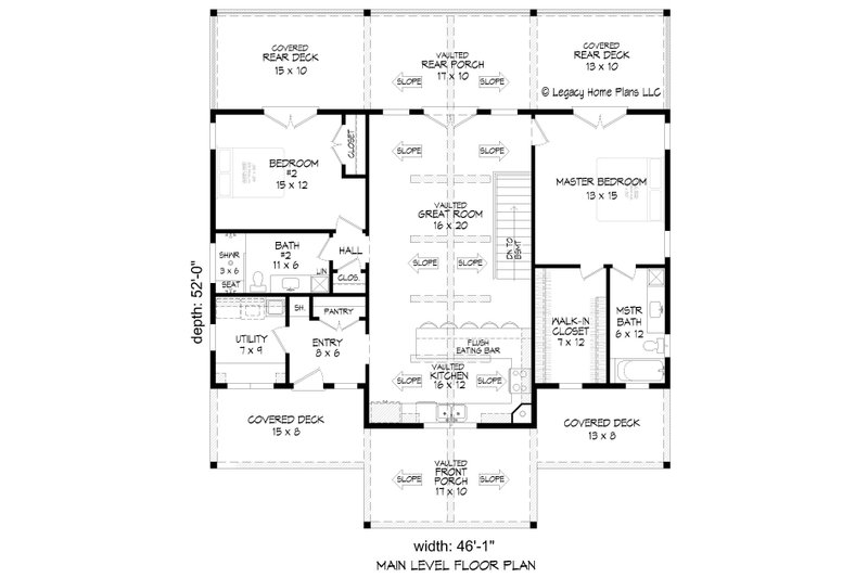 Architectural House Design - Floor Plan - Main Floor for Southern House Plan #932-857 - 2 bed, 3 bath