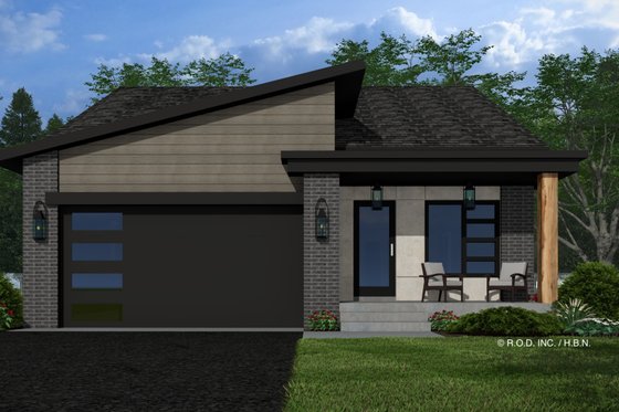 Exterior - Front Elevation 3 for Modern House Plan #51-1501 - 3 bed, 2 bath