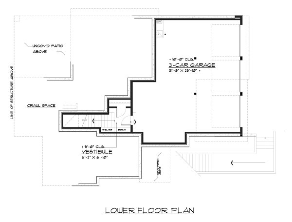 Contemporary Floor Plan - Lower Floor Plan #1066-62