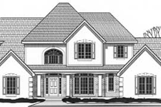Exterior - Front Elevation for European House Plan #67-736 - 4 bed, 3 bath