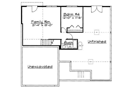Floor Plan - Lower Floor for Traditional House Plan #31-135 - 3 bed, 2 bath