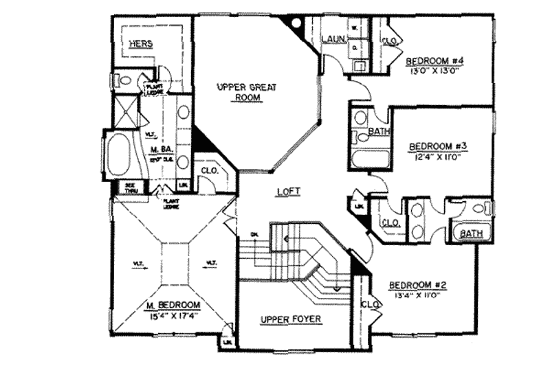 Home Plan - Floor Plan - Upper Floor for Colonial House Plan #119-101 - 4 bed, 3.5 bath