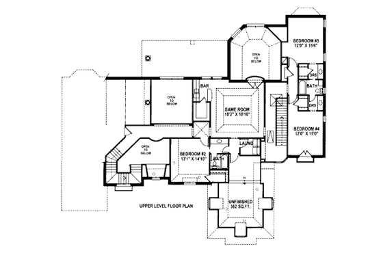 Floor Plan - Upper Floor for European House Plan #141-325 - 5 bed, 4.5 bath