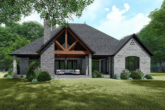 Exterior - Rear Elevation for European House Plan #923-139 - 4 bed, 3.5 bath