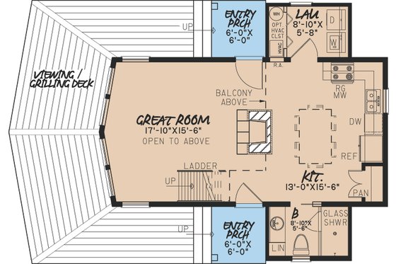 Floor Plan - Main Floor for Contemporary House Plan #923-5 - 1 bed, 1 bath