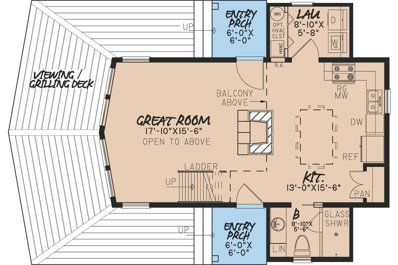 House Plan Design - Floor Plan - Main Floor for Contemporary House Plan #923-5 - 1 bed, 1 bath