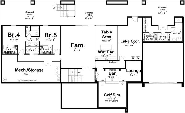 House Blueprint - Beach Floor Plan - Lower Floor Plan #455-701