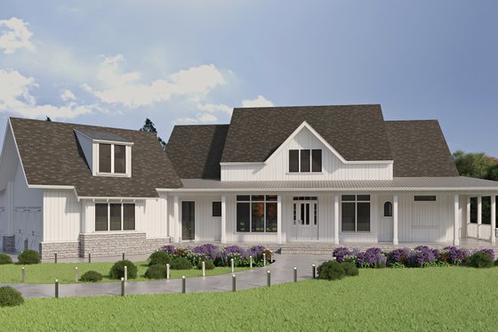 Exterior - Front Elevation 4 for Farmhouse House Plan #54-390 - 4 bed, 4.5 bath