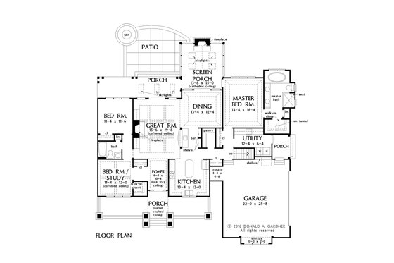 Floor Plan - Main Floor for Craftsman House Plan #929-1043 - 3 bed, 2 bath