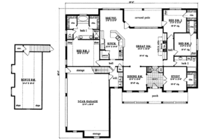 Floor Plan - Main Floor for Farmhouse House Plan #42-266 - 4 bed, 2 bath