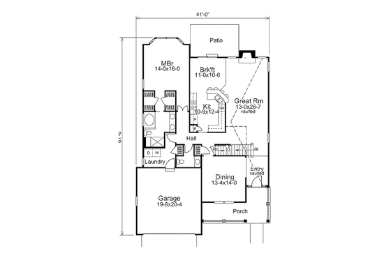 Floor Plan - Main Floor for Farmhouse House Plan #57-299 - 3 bed, 2.5 bath