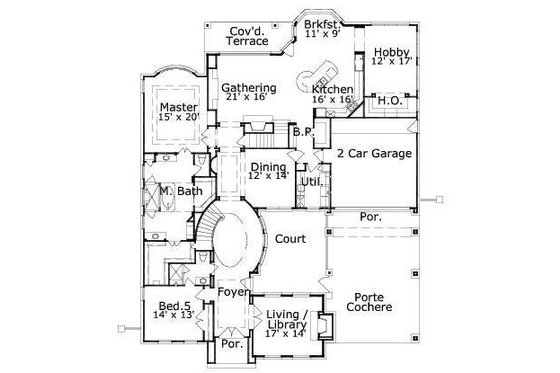 Floor Plan - Main Floor for European House Plan #411-850 - 6 bed, 5 bath