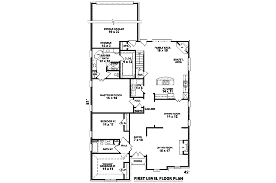 Floor Plan - Main Floor for European House Plan #81-1220 - 3 bed, 2 bath