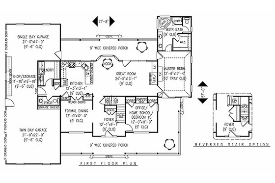 Floor Plan - Main Floor for Farmhouse House Plan #11-124 - 5 bed, 2.5 bath