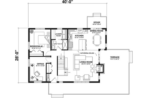 Floor Plan - Main Floor for Modern House Plan #23-2019 - 3 bed, 2 bath
