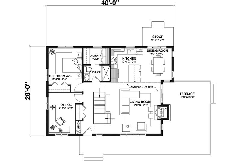 Home Plan - Floor Plan - Main Floor for Modern House Plan #23-2019 - 3 bed, 2 bath