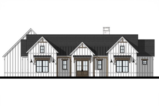Exterior - Front Elevation 3 for Farmhouse House Plan #1103-1 - 3 bed, 3.5 bath