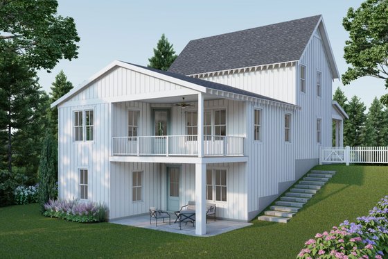 Exterior - Rear Elevation for Farmhouse House Plan #461-92 - 5 bed, 3.5 bath