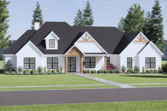 Exterior - Front Elevation 3 for Country House Plan #1096-71 - 4 bed, 3 bath