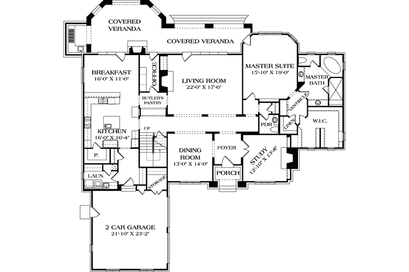 Home Plan - Floor Plan - Main Floor for European House Plan #453-53 - 4 bed, 4.5 bath