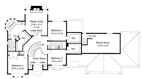 European Floor Plan - Upper Floor Plan #51-159