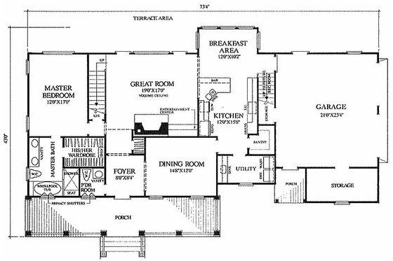 Floor Plan - Main Floor for Farmhouse House Plan #137-122 - 3 bed, 2 bath