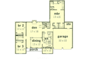 European Style House Plan - 3 Beds 2 Baths 1888 Sq/Ft Plan #16-148 