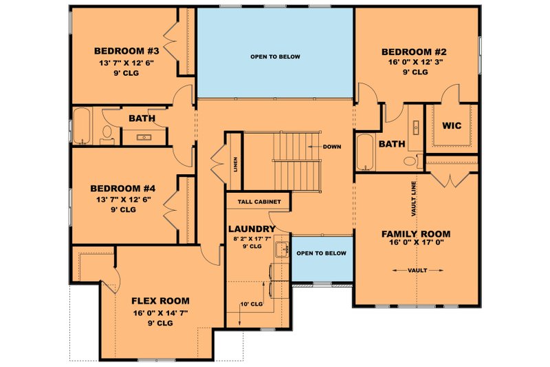 Home Plan - Floor Plan - Upper Floor for Farmhouse House Plan #1111-36 - 4 bed, 3.5 bath