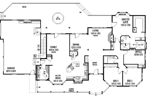 Floor Plan - Main Floor for Traditional House Plan #60-287 - 4 bed, 2 bath