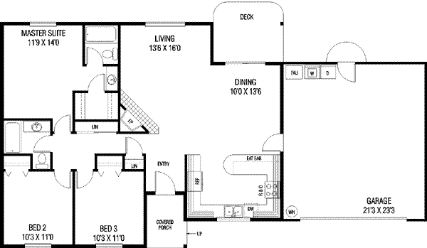 House Plan Design - Ranch Floor Plan - Main Floor Plan #60-122