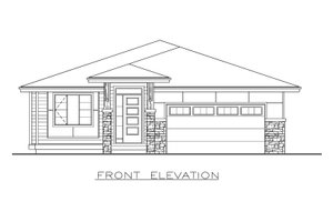 Exterior - Front Elevation 3 for Prairie House Plan #1100-17 - 2 bed, 2 bath