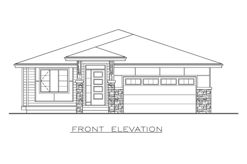 Dream House Plan - Exterior - Front Elevation 3 for Prairie House Plan #1100-17 - 2 bed, 2 bath