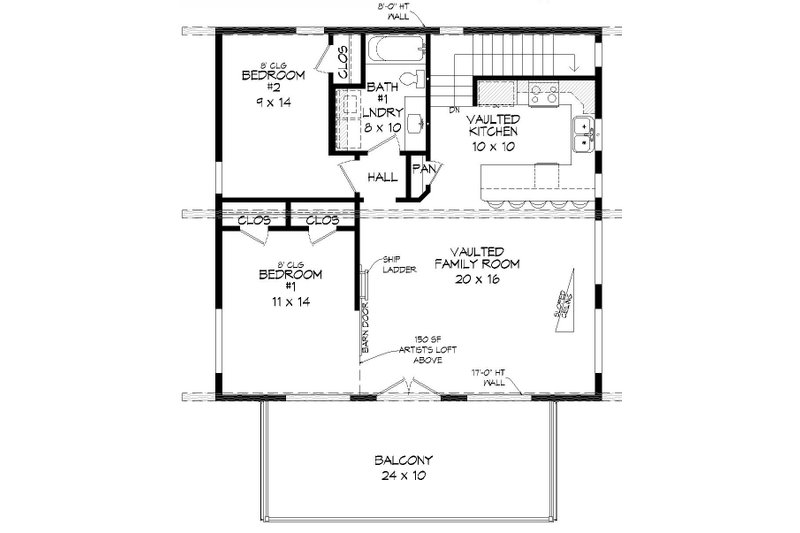 Home Plan - Floor Plan - Upper Floor for Modern House Plan #932-42 - 3 bed, 2 bath